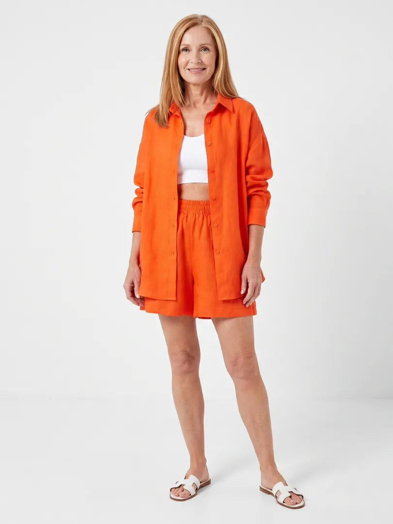 Cropped camisole met open-front shirt