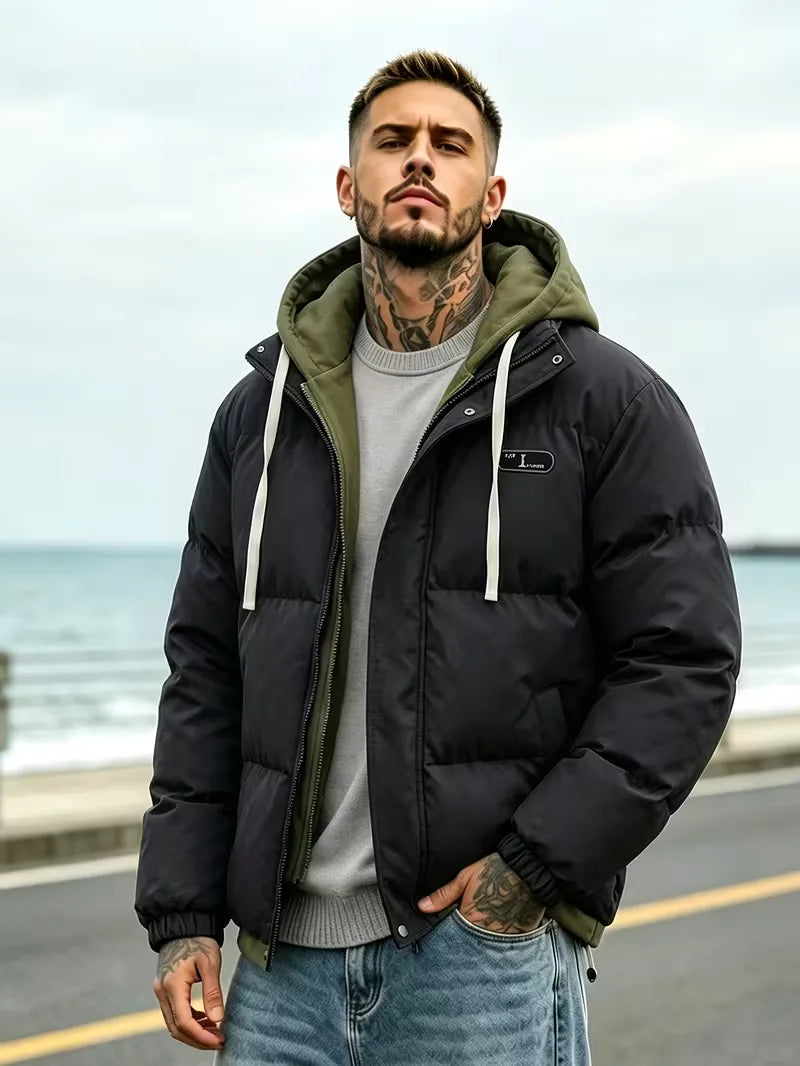 Oversized puffer jacket met capuchon