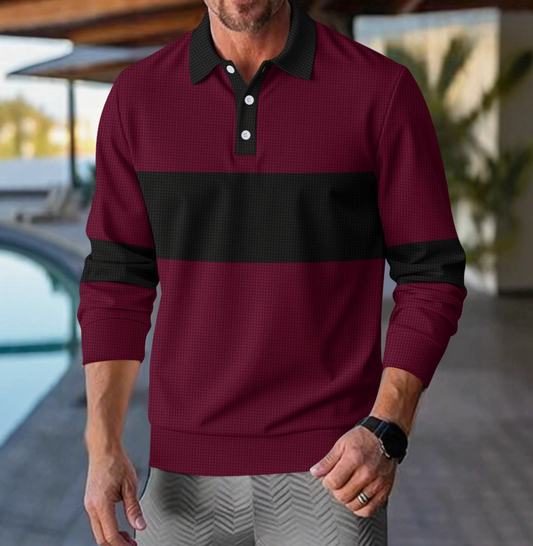 Thijs | Casual striped men's long-sleeve polo shirt