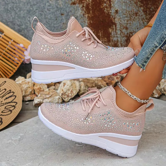 Platform sneakers met gebreide bovenkant