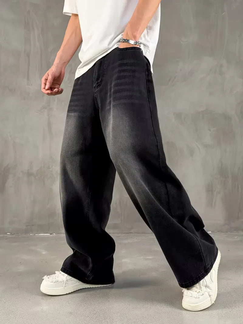 Loose fit jeans met wide leg