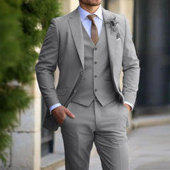 3-delige Set Voor Heren | Business Blazer | Vest | Broek in de kleur Beige voor heren in Formal stijl ideaal voor de herfst.