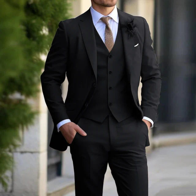 3-delige Set Voor Heren | Business Blazer | Vest | Broek in de kleur Zwart voor heren in Formal stijl ideaal voor de herfst.