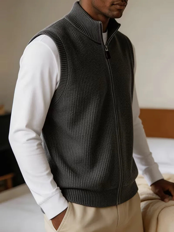 Knit vest met mock neckline
