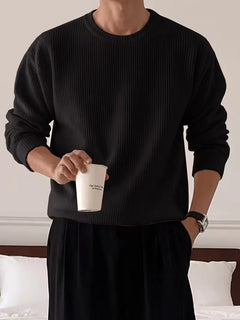 Trui met ribbelstructuur en crew neckline