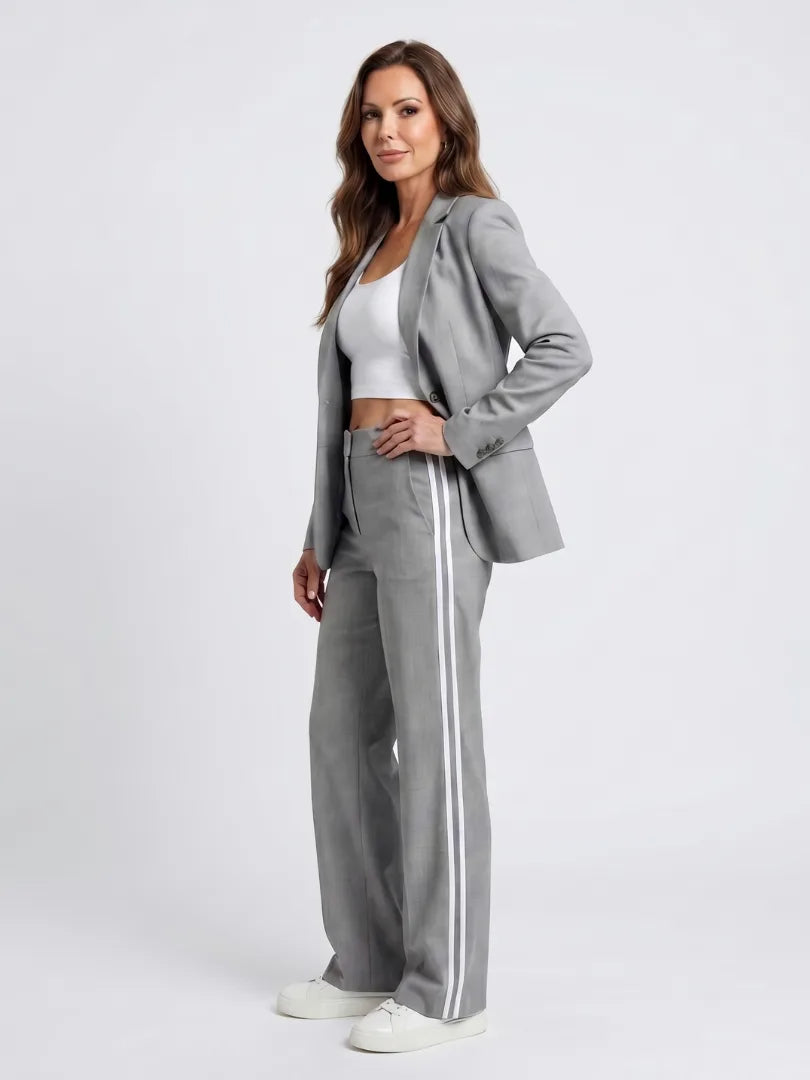 Tweedelig pak met blazer en brede broek