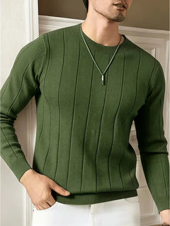 Ribbed sweater met ronde hals