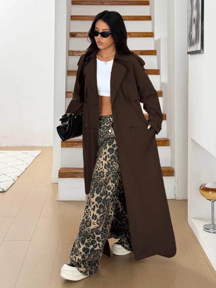 Oversized trench coat met ceintuur