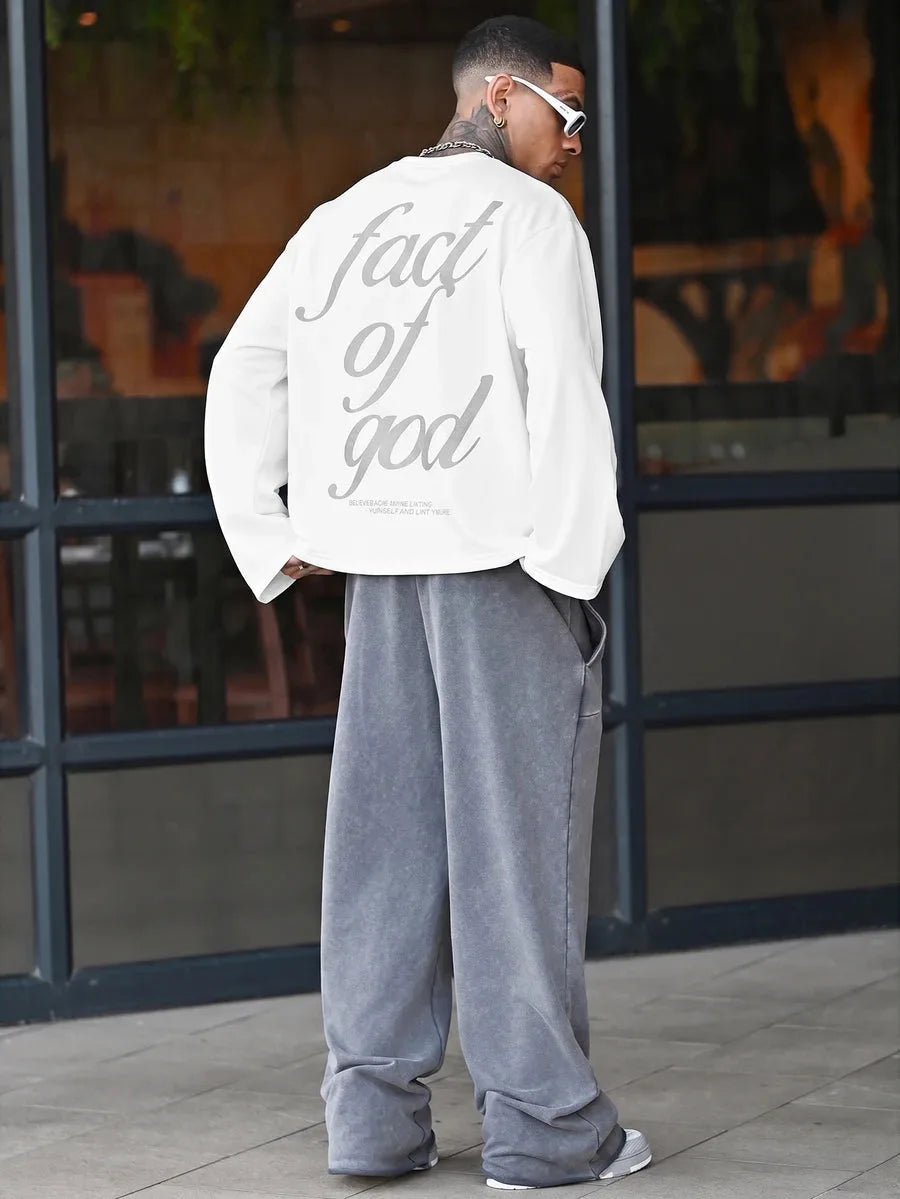 Oversized longsleeve met graphic slogan