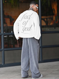 Oversized longsleeve met graphic slogan