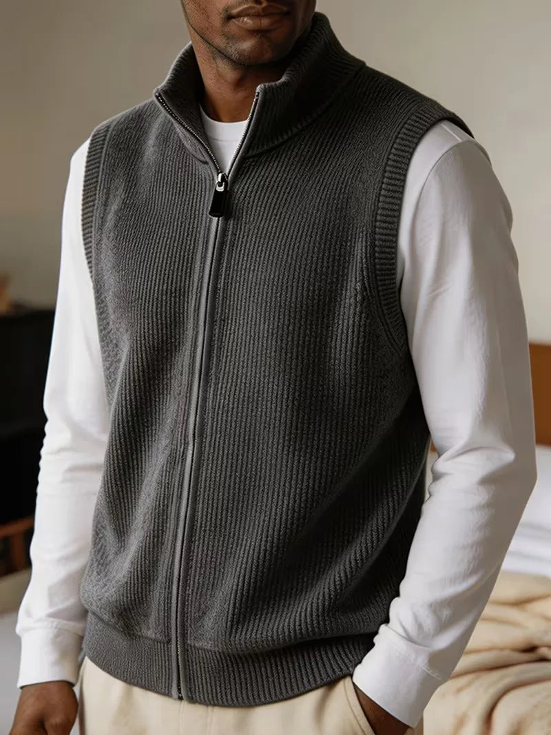 Knit vest met mock neckline