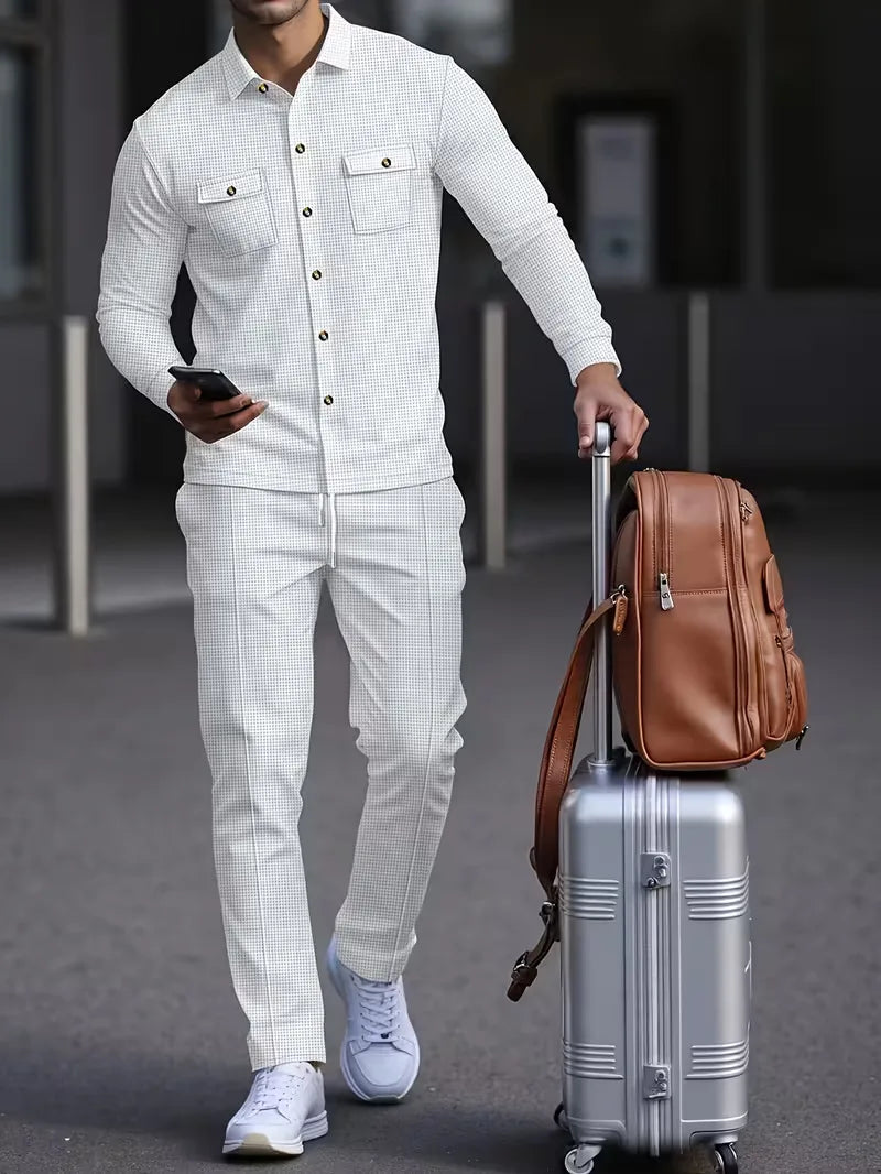 Lounge set met button-up cardigan
