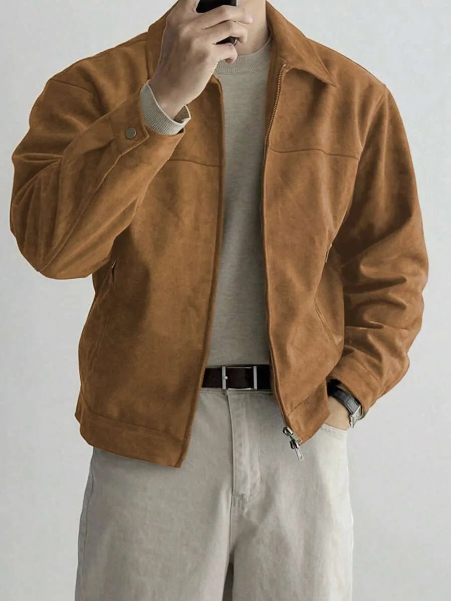 Bomberjack van bruin suede