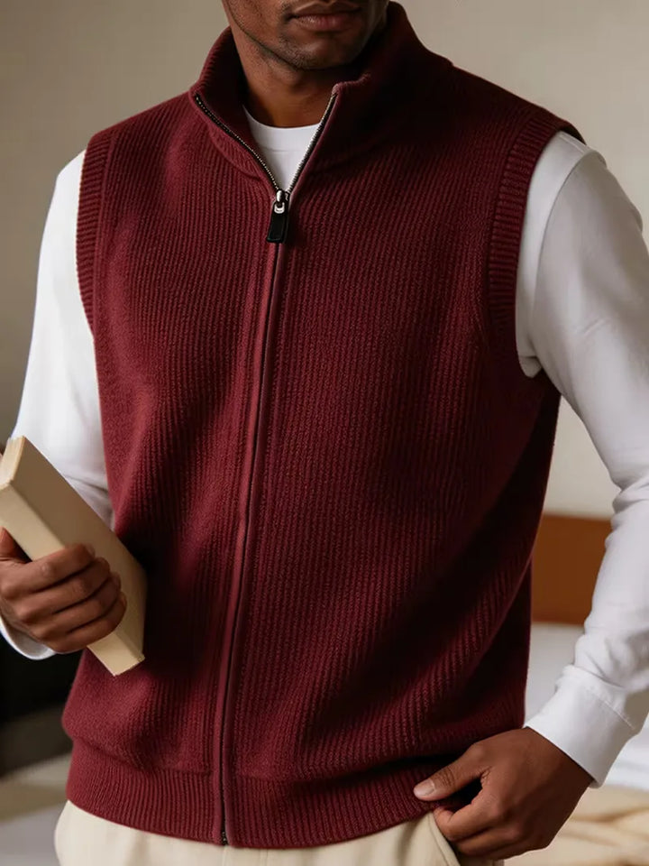 Knit vest met mock neckline