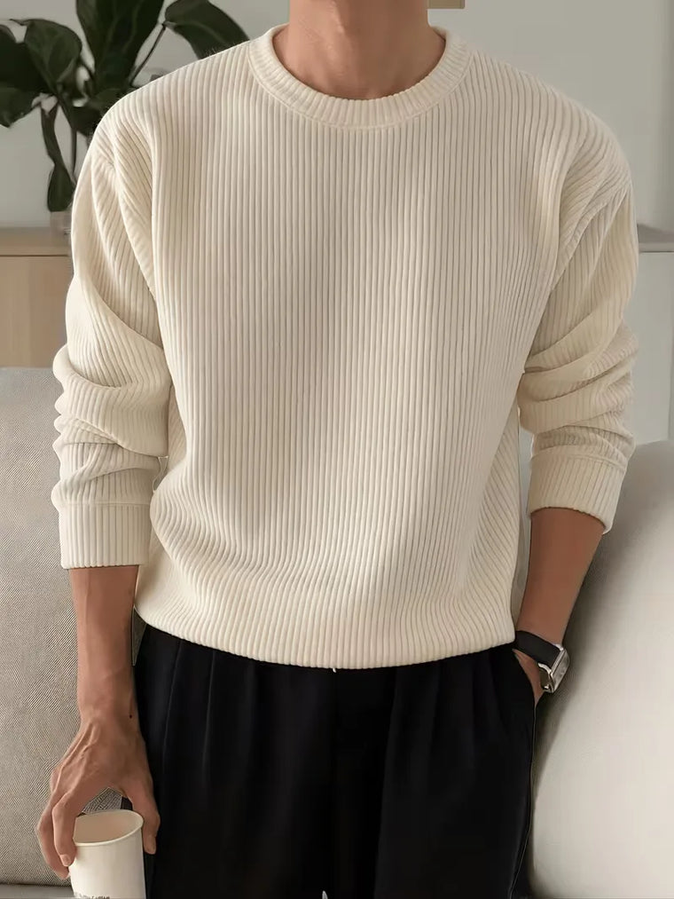 Trui met ribbelstructuur en crew neckline