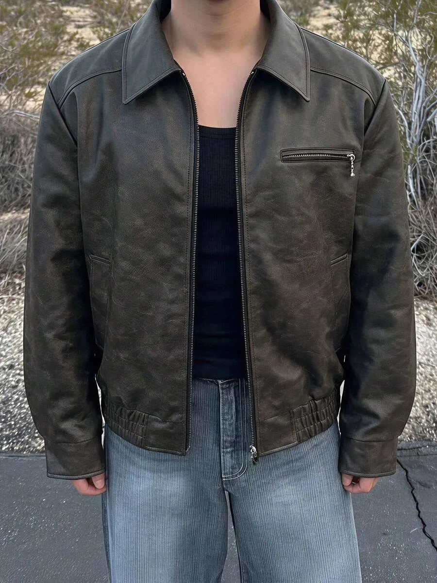Bomberjack van bruin suede