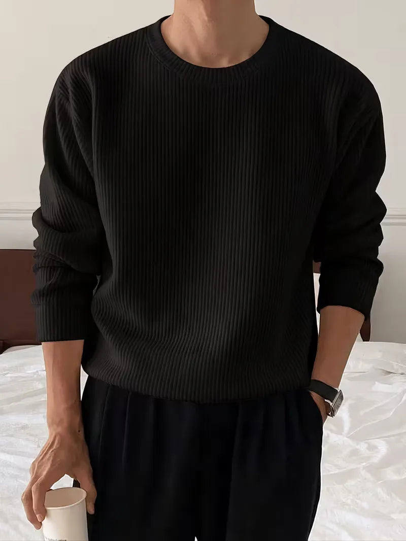 Trui met ribbelstructuur en crew neckline