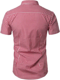 Korte mouw overhemd met blauw checkered patroon