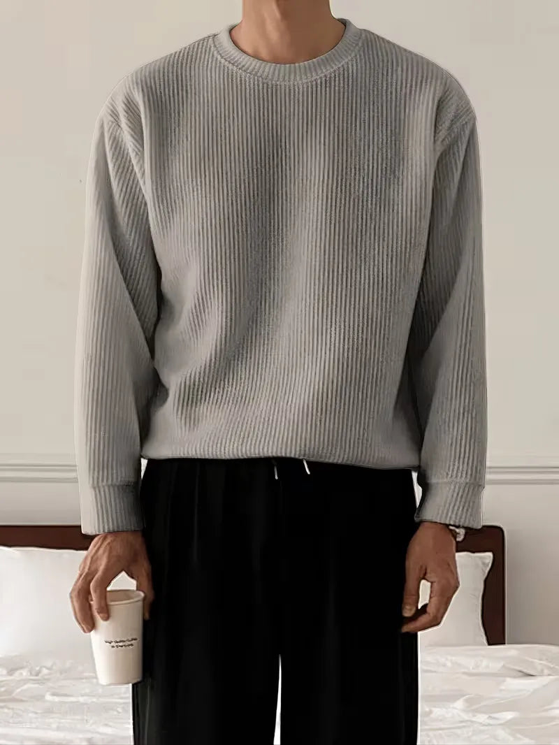 Trui met ribbelstructuur en crew neckline