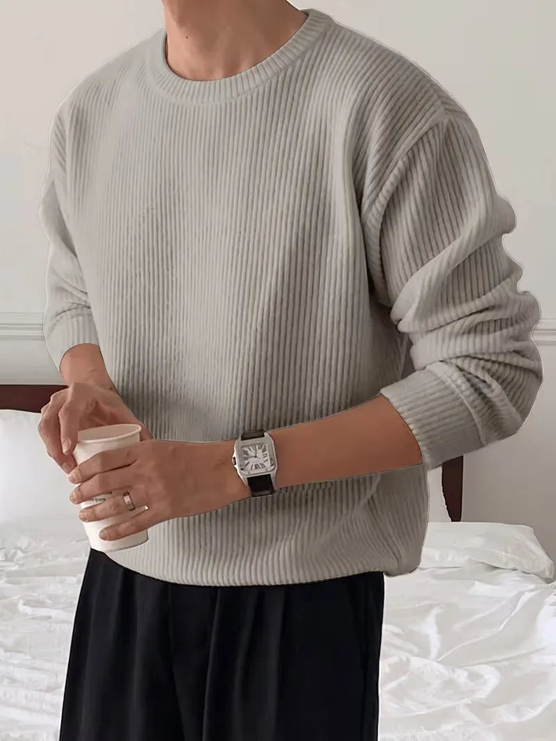 Trui met ribbelstructuur en crew neckline