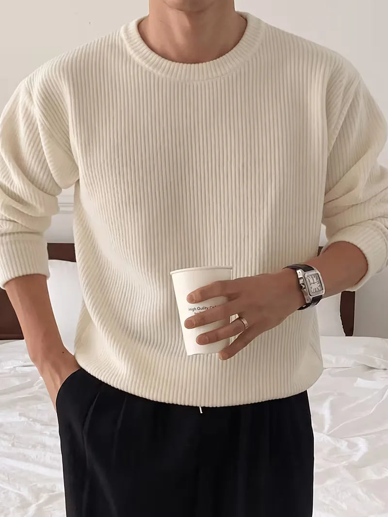 Trui met ribbelstructuur en crew neckline