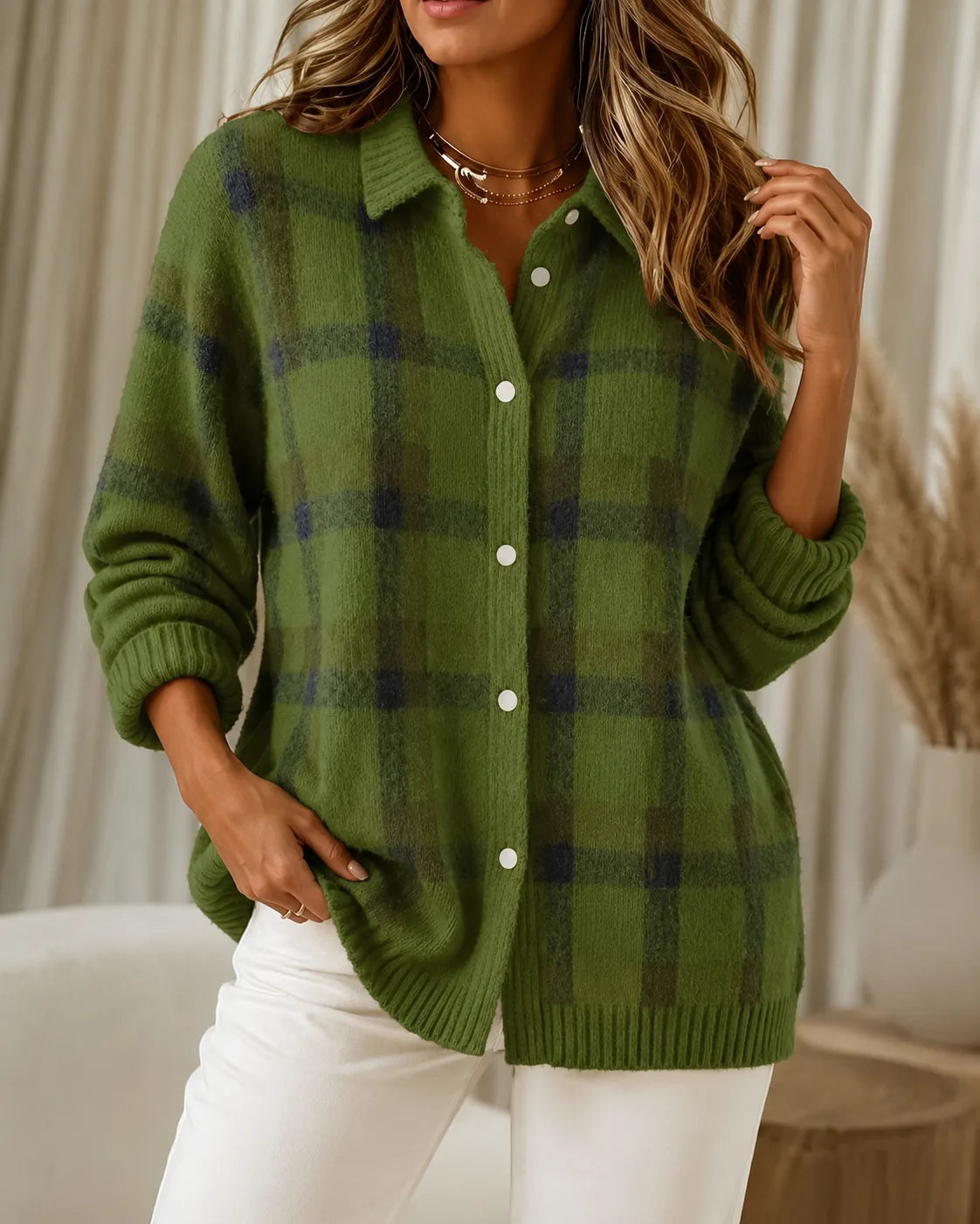 Cardigan met ruit en knopen