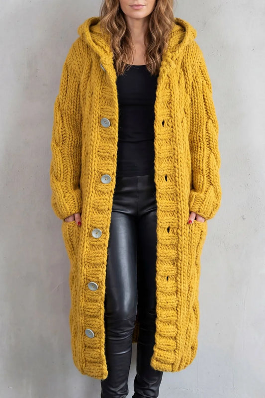 Oversized kabel gebreide cardigan