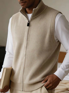 Knit vest met mock neckline