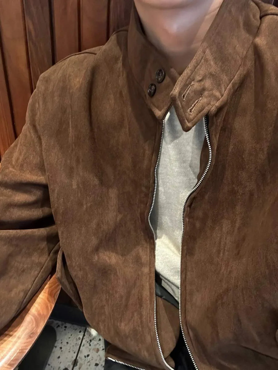 Bomberjack van bruin suede