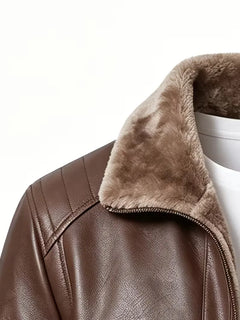 Leren jasje met plush lining