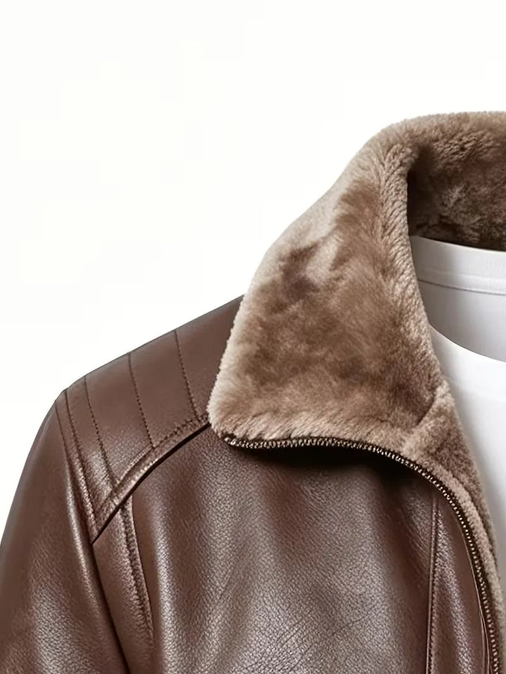 Leren jasje met plush lining