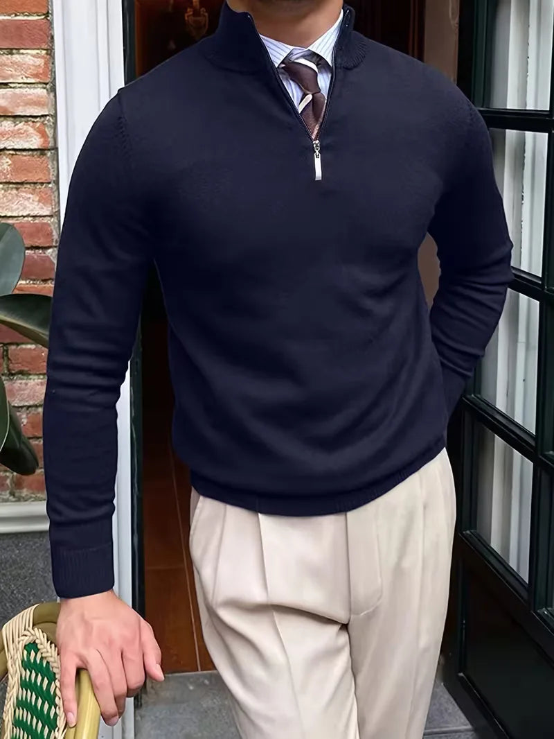 Trui met kraag en half-zip
