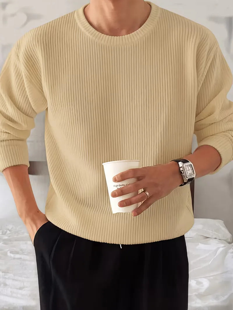 Trui met ribbelstructuur en crew neckline