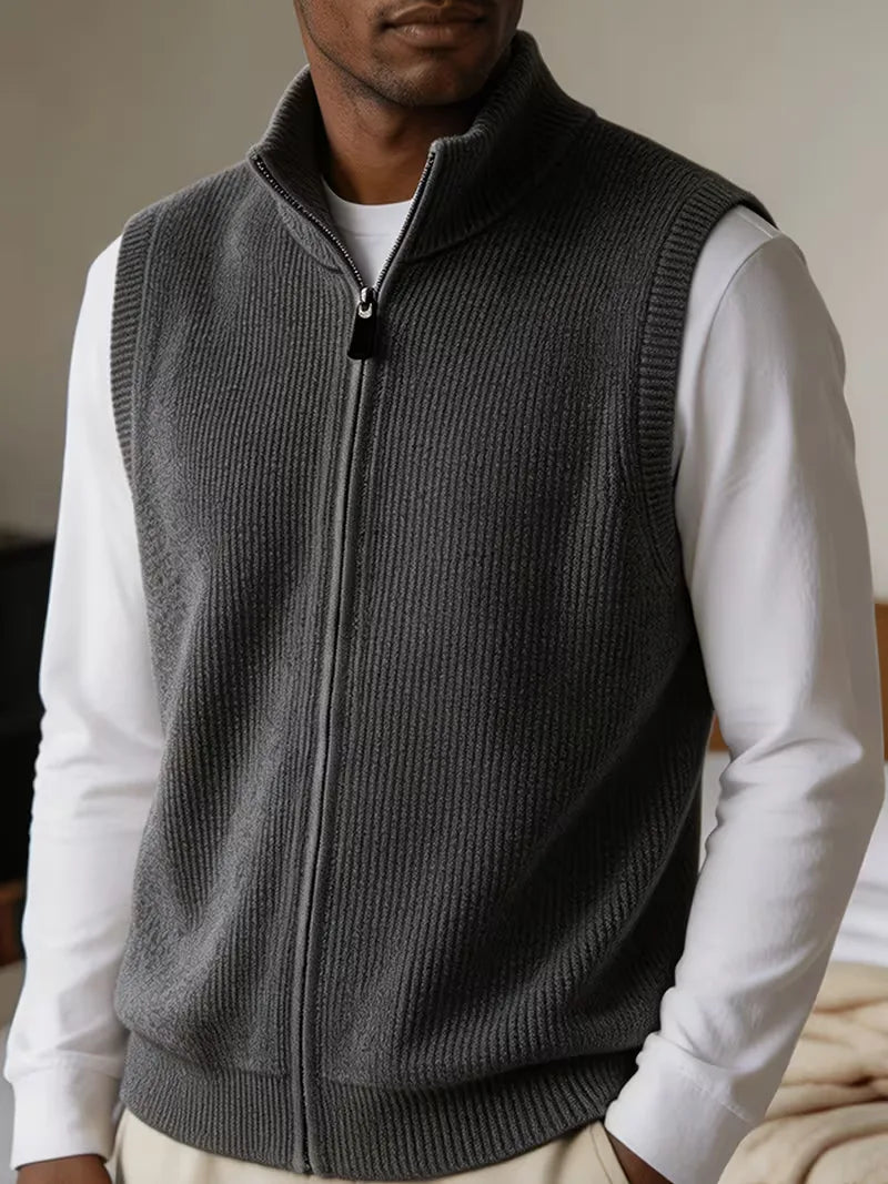 Knit vest met mock neckline