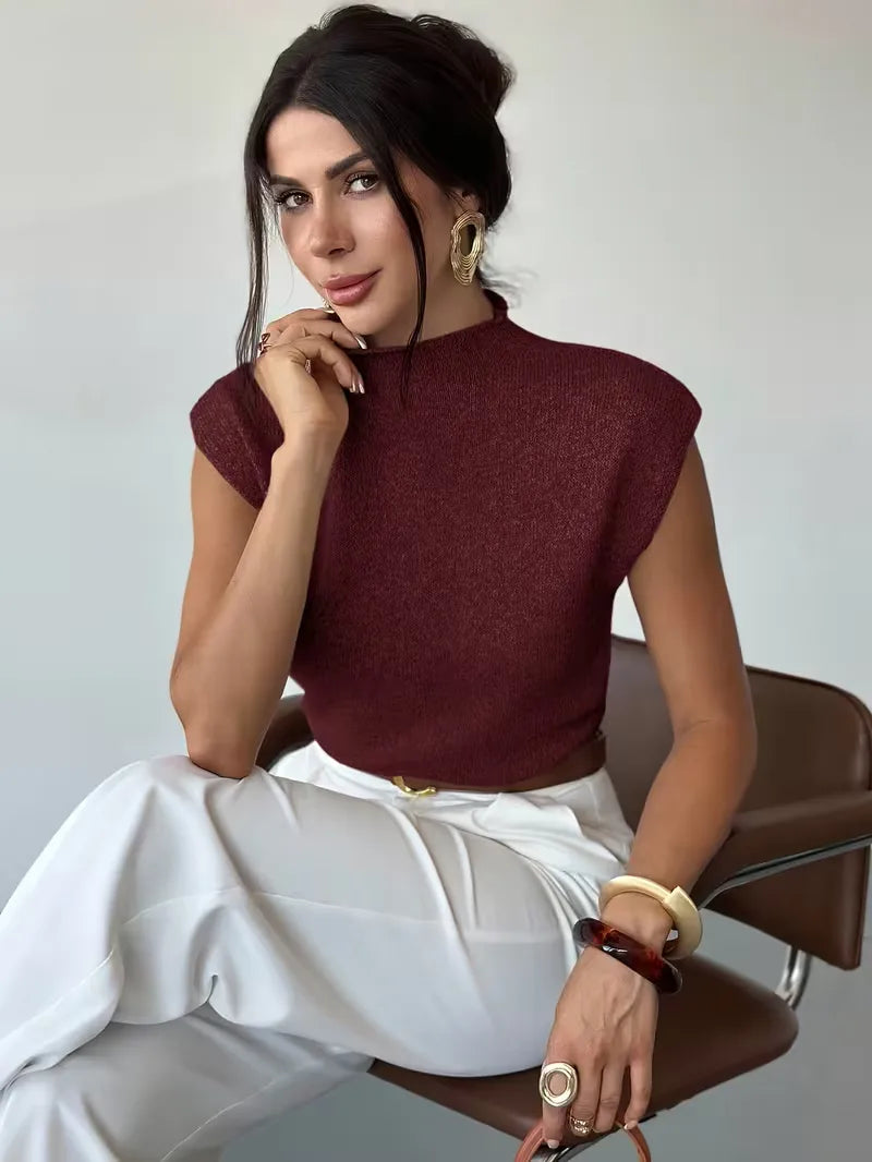 Mouwloos vest met mock neck