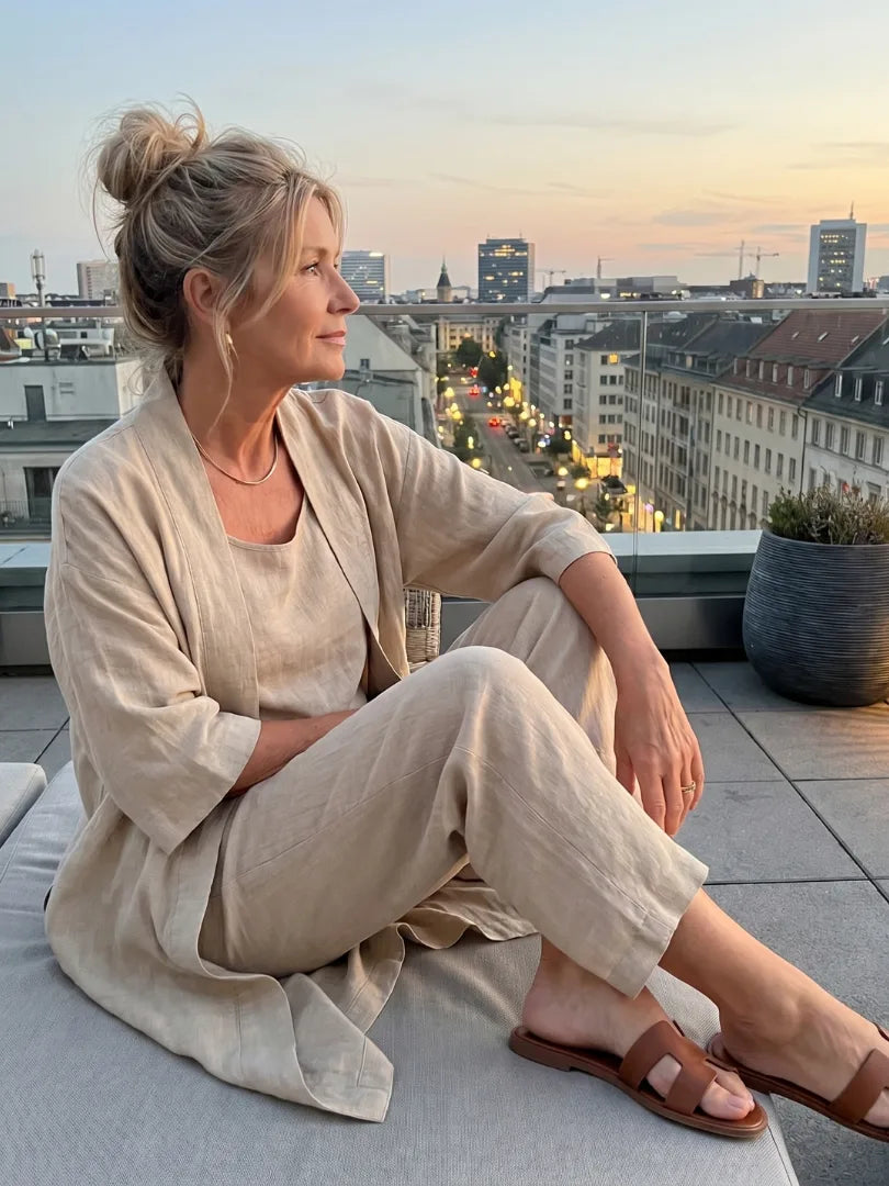 Drie-delige set met brede broek