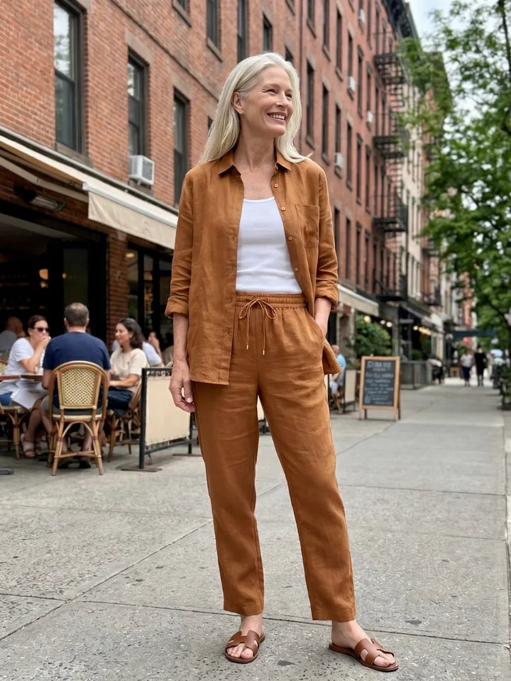 Set met blouse en tapered broek
