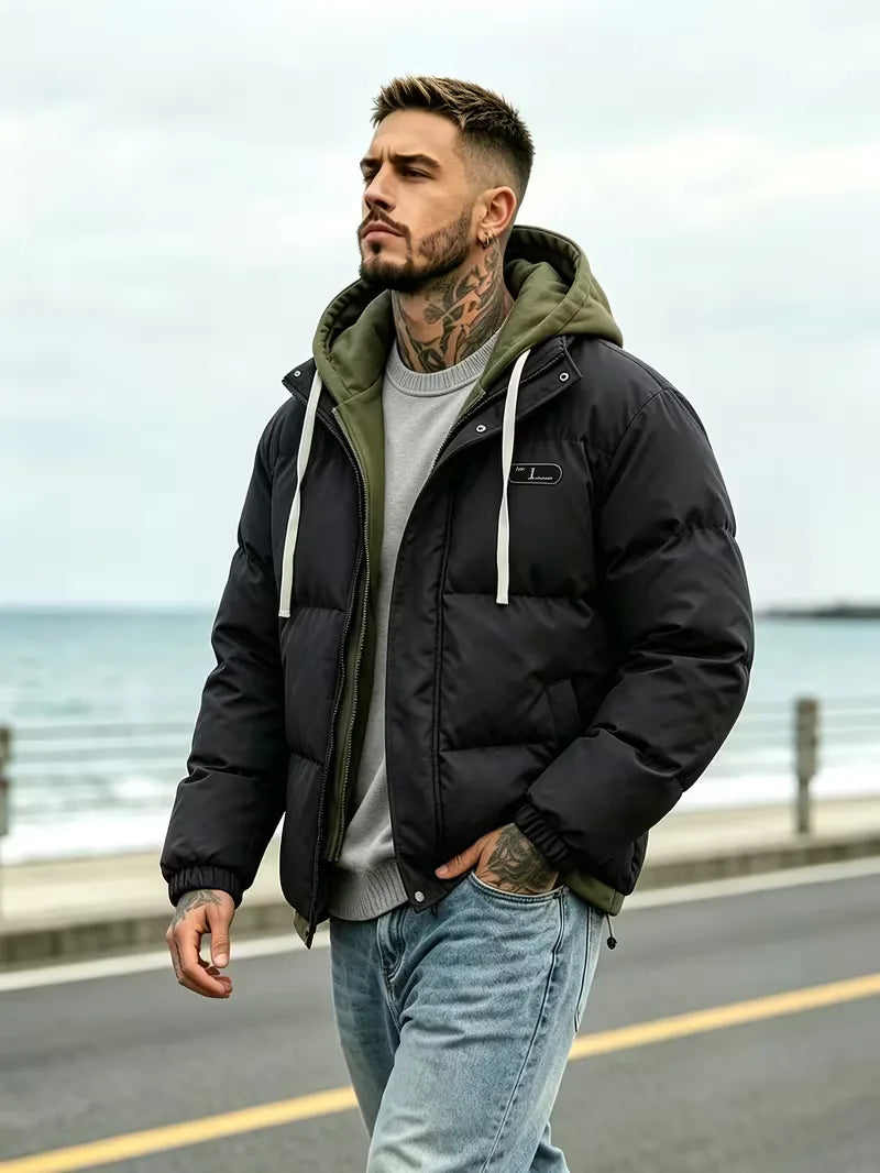 Oversized puffer jacket met capuchon