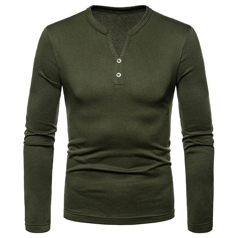 Longsleeve met V-hals en knoopdetails