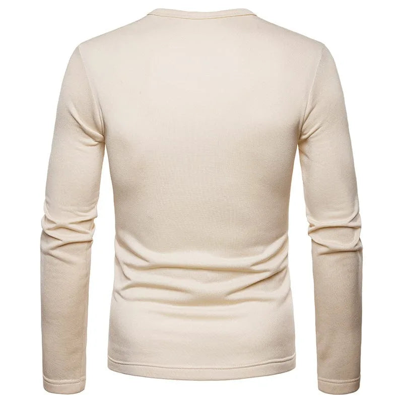 Longsleeve met V-hals en knoopdetails