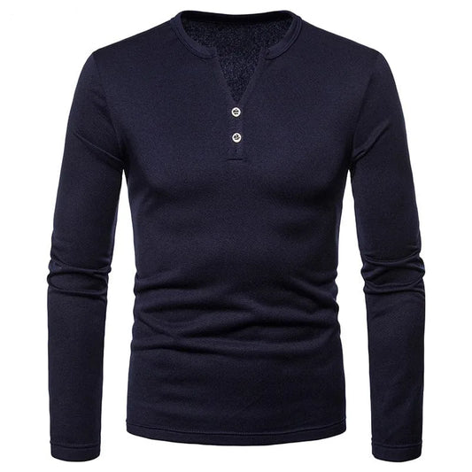 Longsleeve met V-hals en knoopdetails