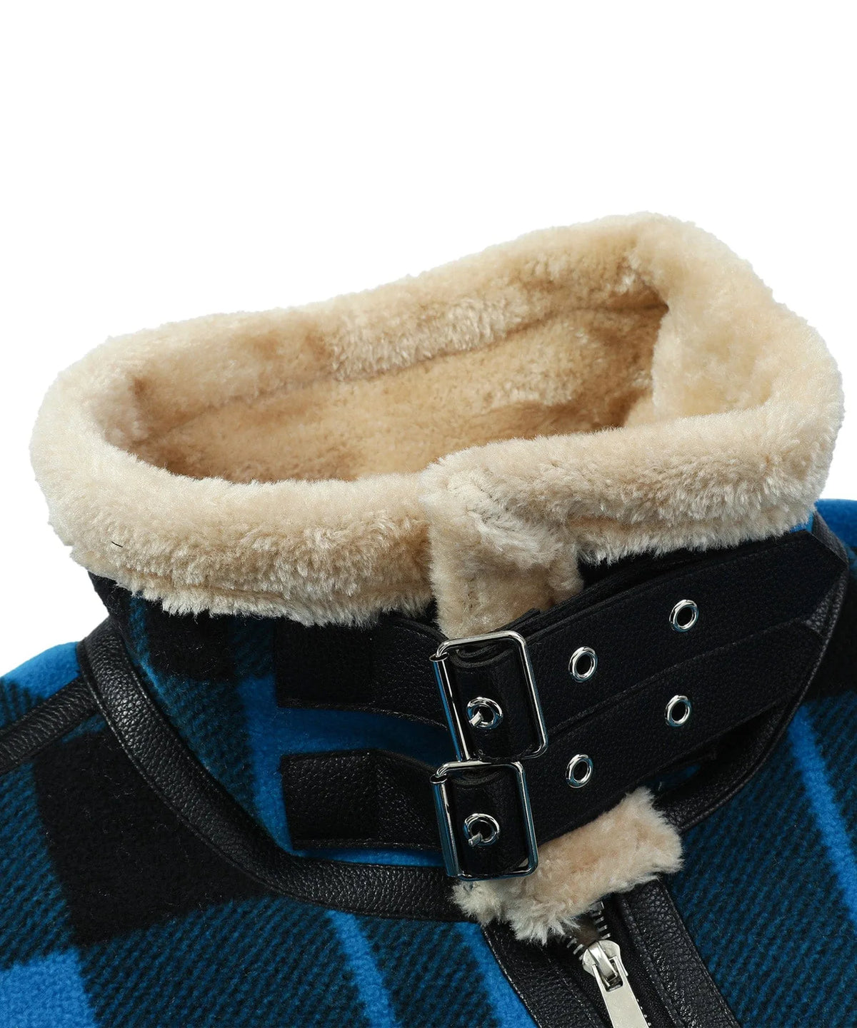 Bomberjack met plaid en faux shearling
