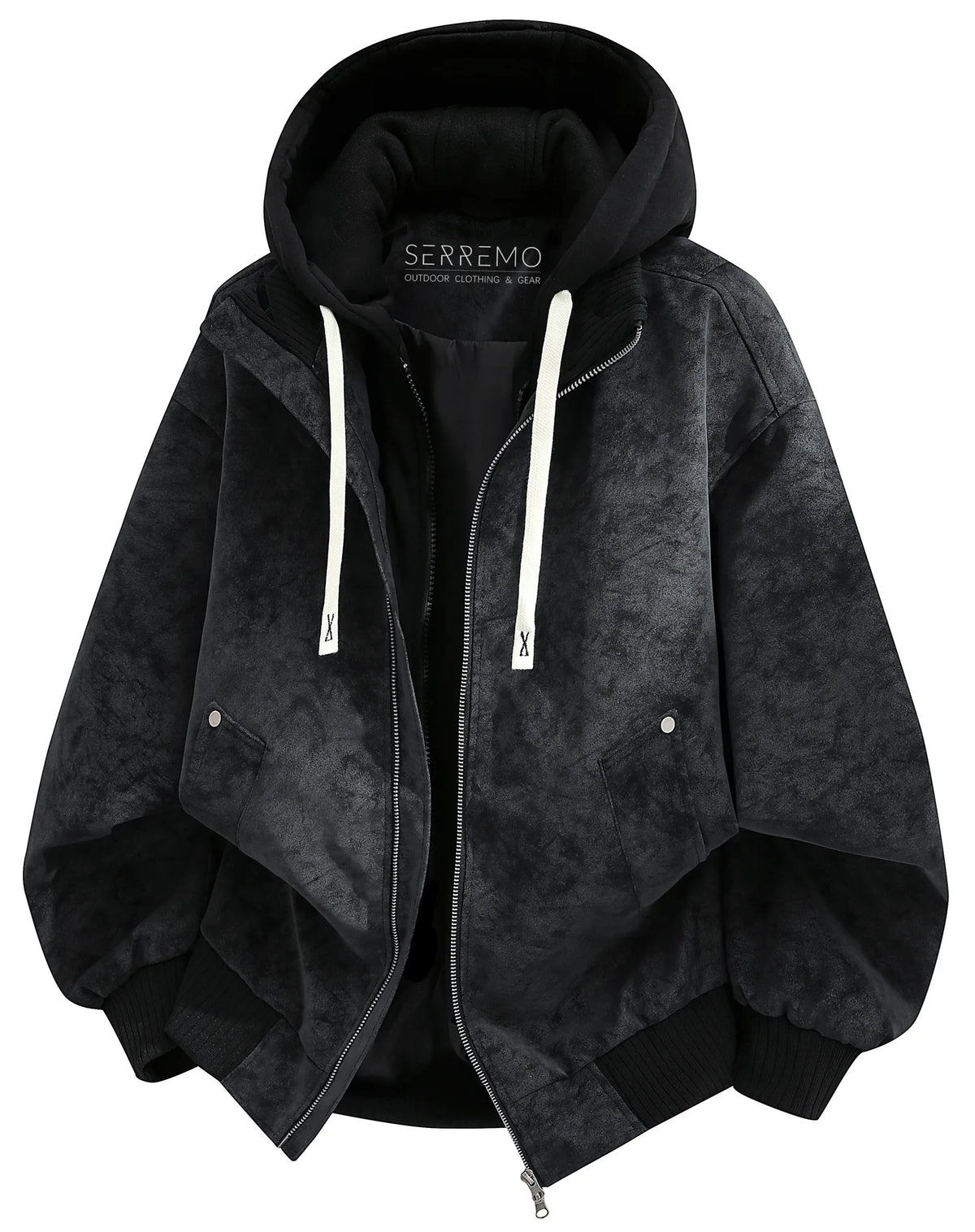 Oversized bomberjack met fleece hood