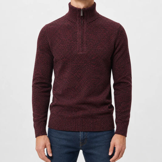 Zip-up trui met mock neck