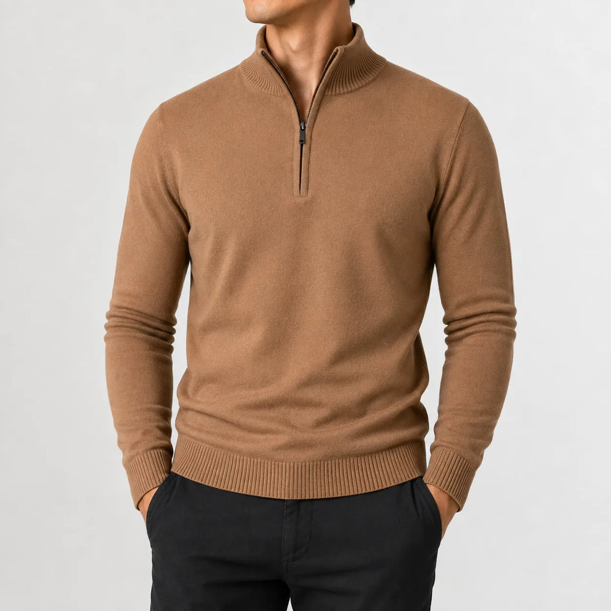 Zip-up trui met mock neckline