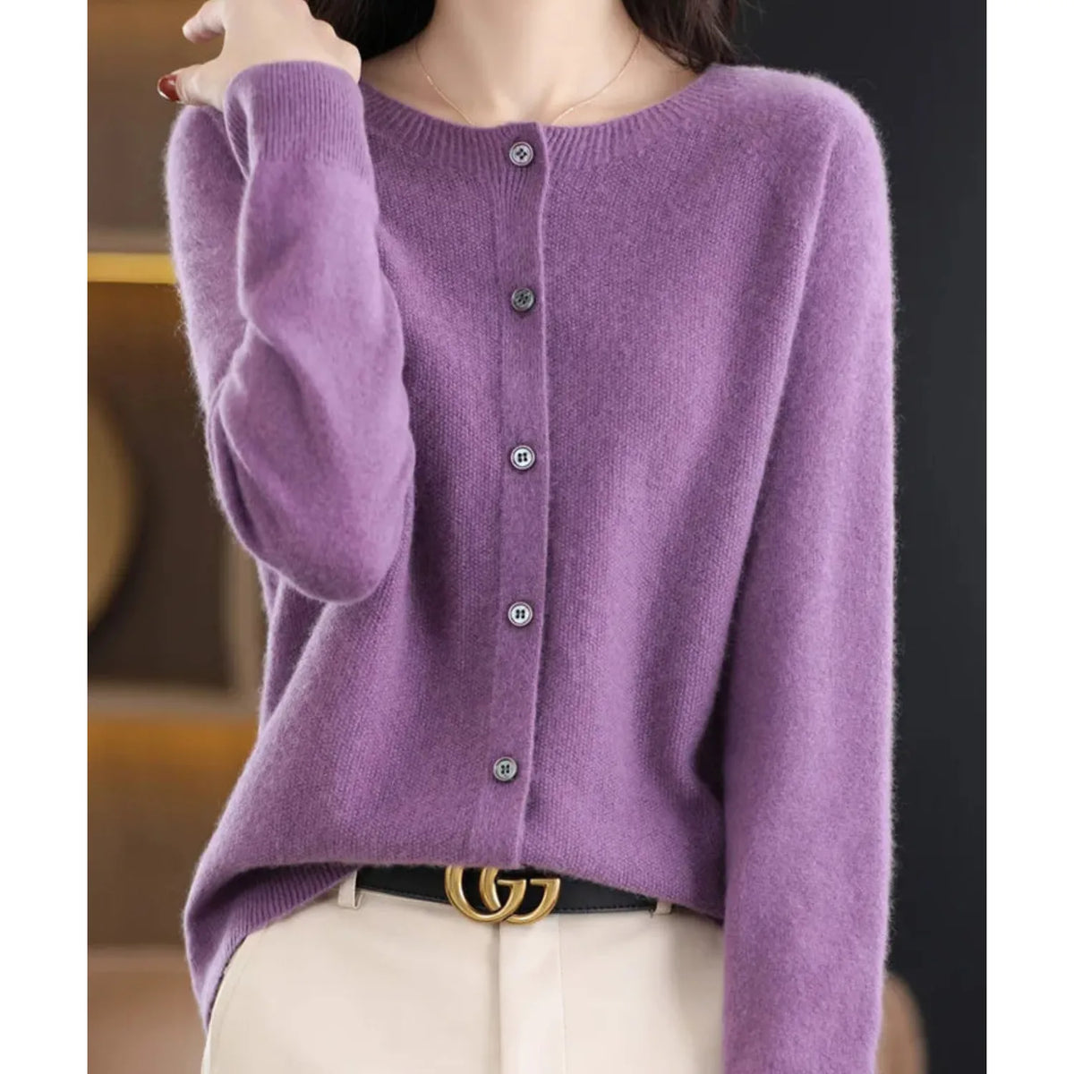 Cardigan met knoopsluiting en lange mouwen