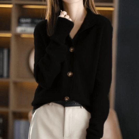 Cashmere cardigan met opstaande kraag