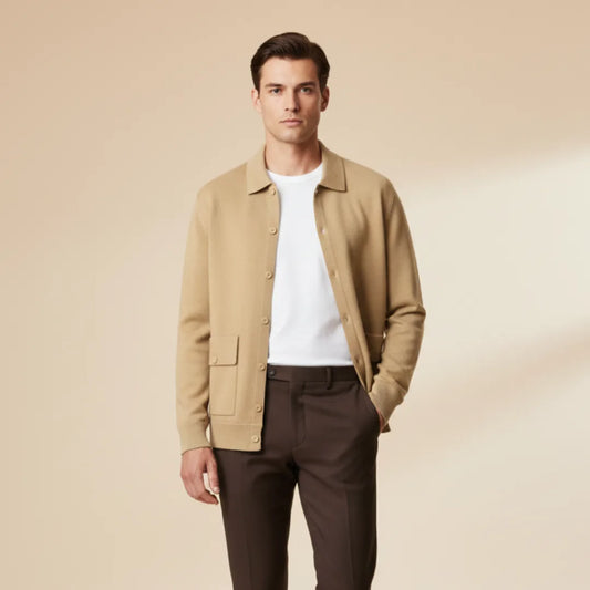 Cashmere jas met opstaande kraag en klepzakken