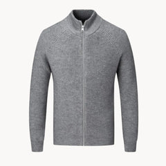 Cashmere trui met volledige rits en opstaande kraag