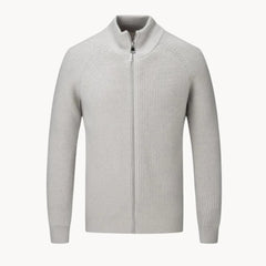 Cashmere trui met volledige rits en opstaande kraag